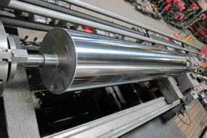 Machine roller restored by hard chrome plating, grinding and polishing